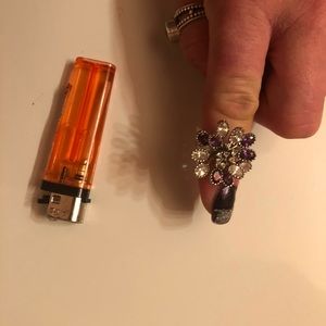 Amethyst and zirconium sterling ring